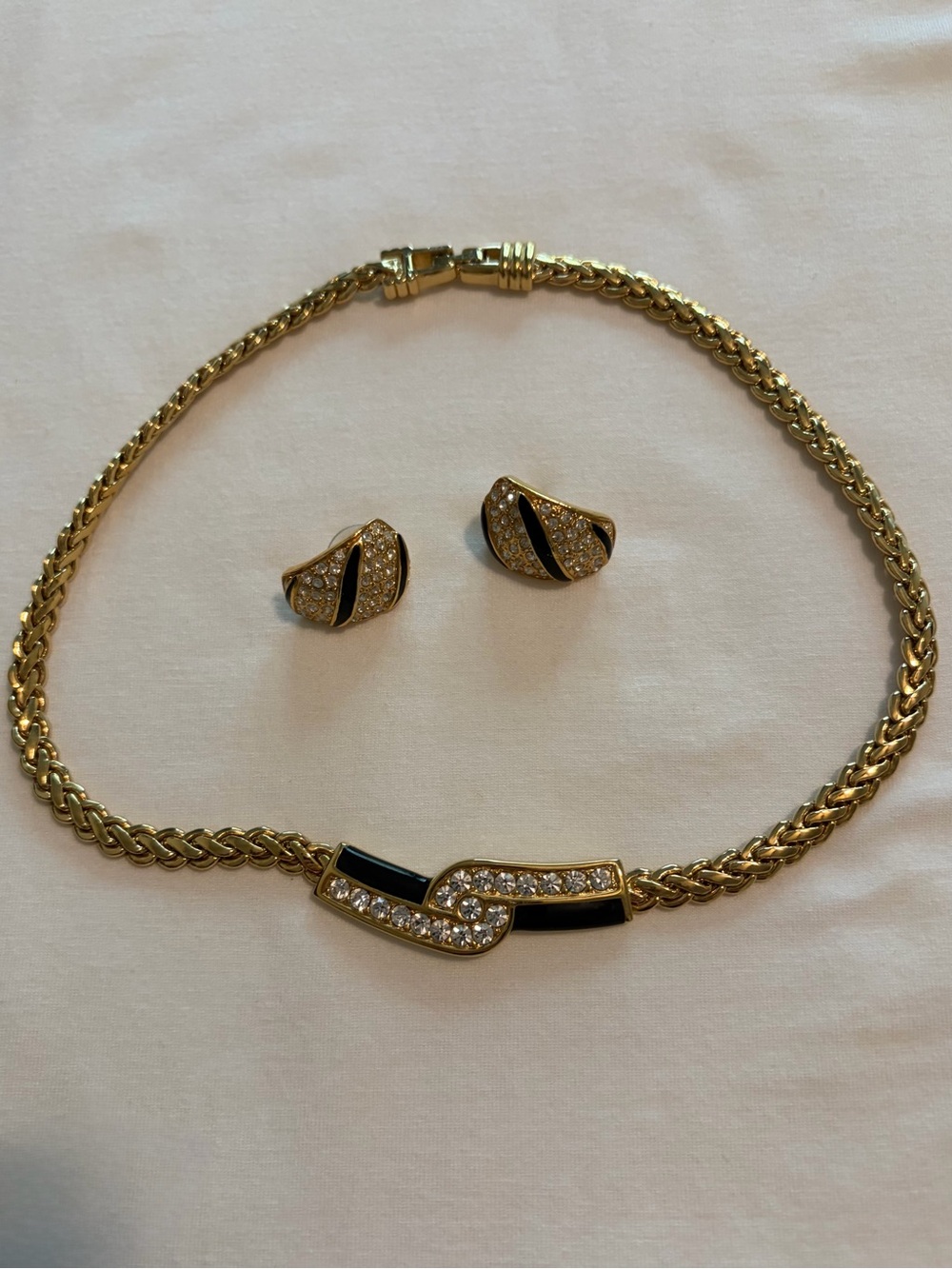 Swarovski Gold-Tone Necklace and Earrings Set with Black and Crystal Accents